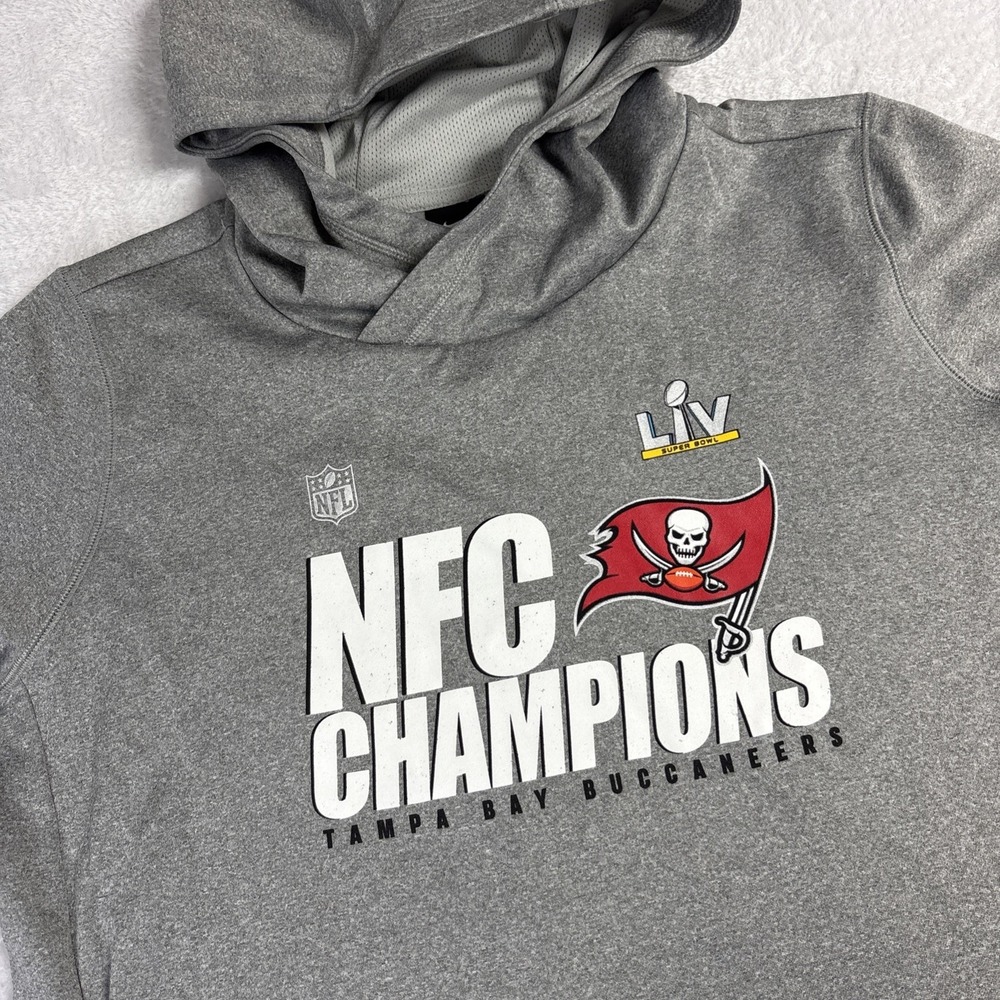 Tampa Bay Bucs NFC Champs Nike Women's XL Gray Hooded Sweatshirt Pockets
